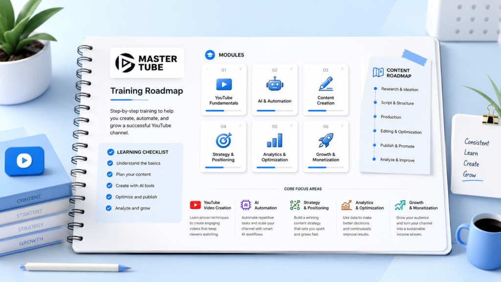 Contenido del curso MasterTube y módulos de la formación